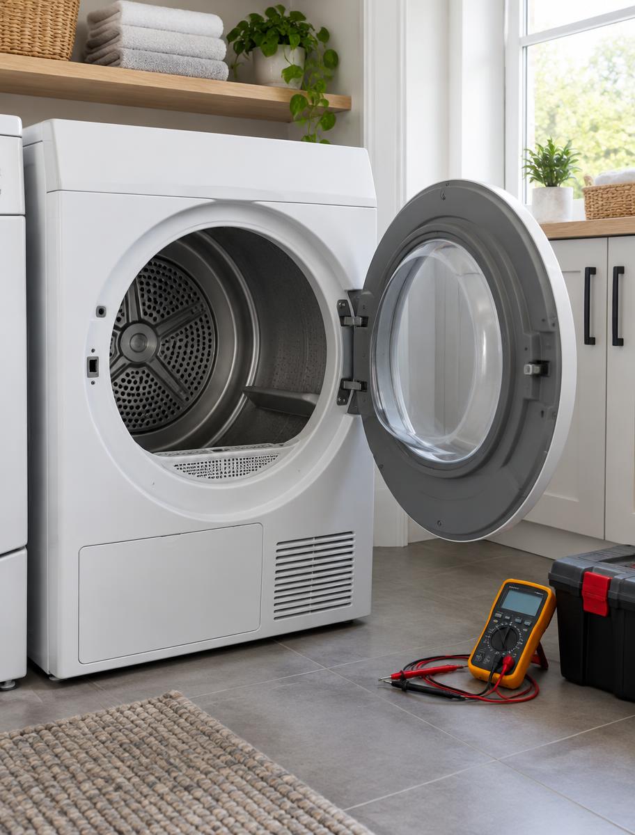 Front-loading clothes dryer with diagnostic meter